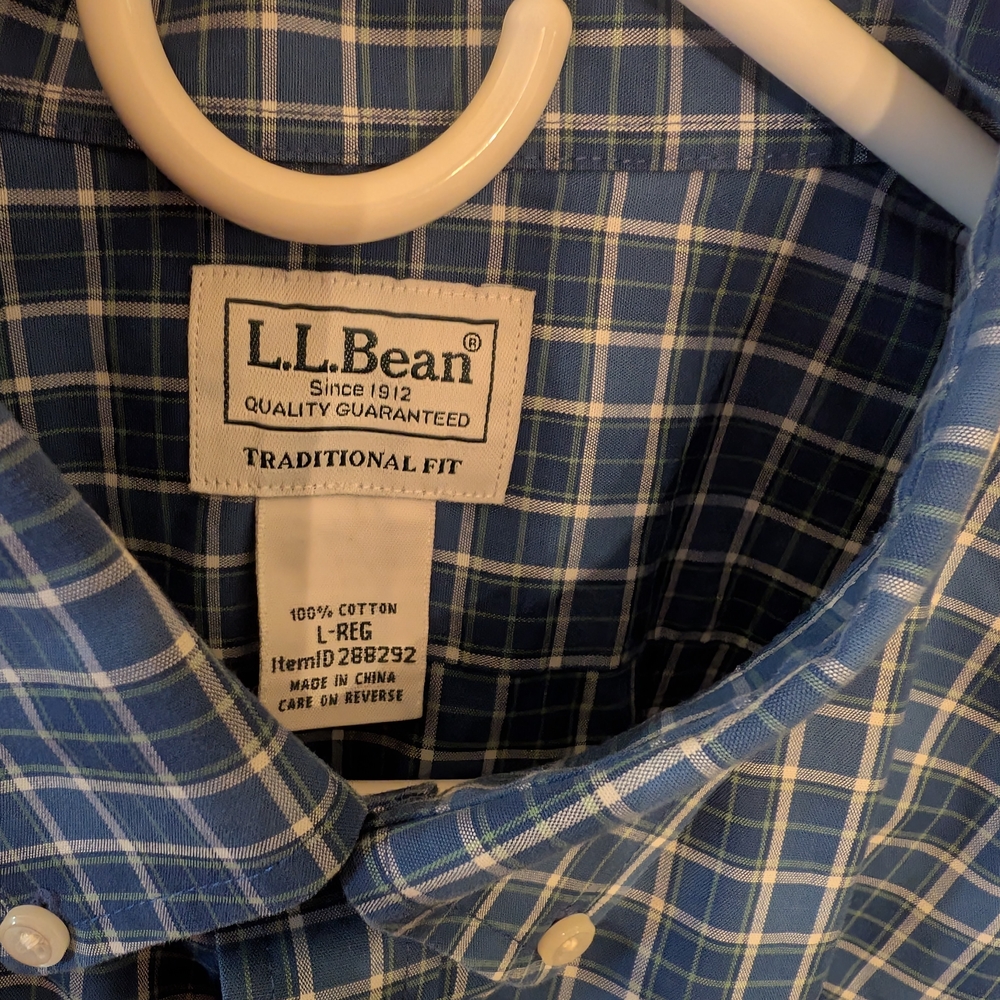 L.L. Bean Men's Blue Plaid Shirt